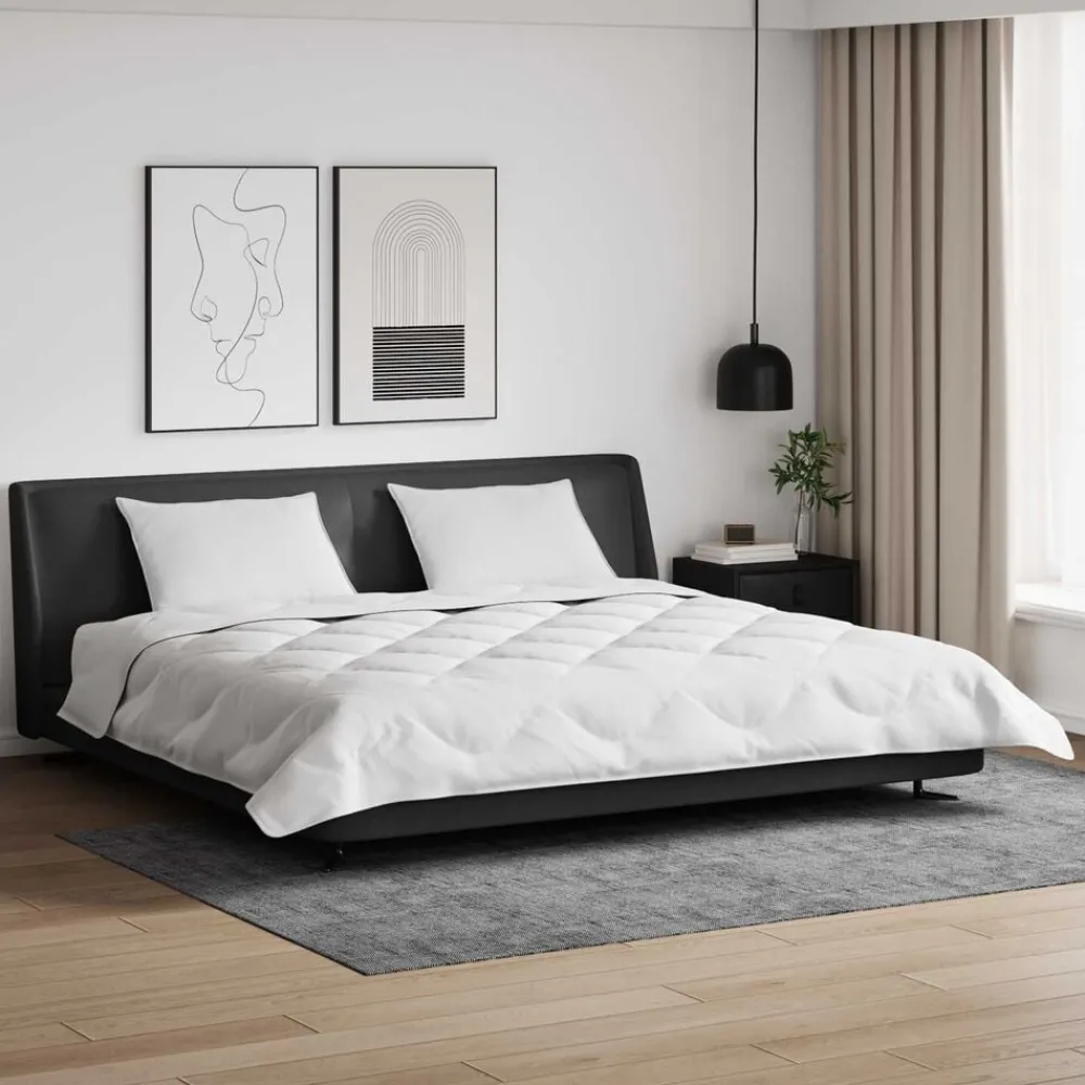 Linge-vidaXL Duvet d'hiver avec oreiller 3 pcs Blanc Microfibre