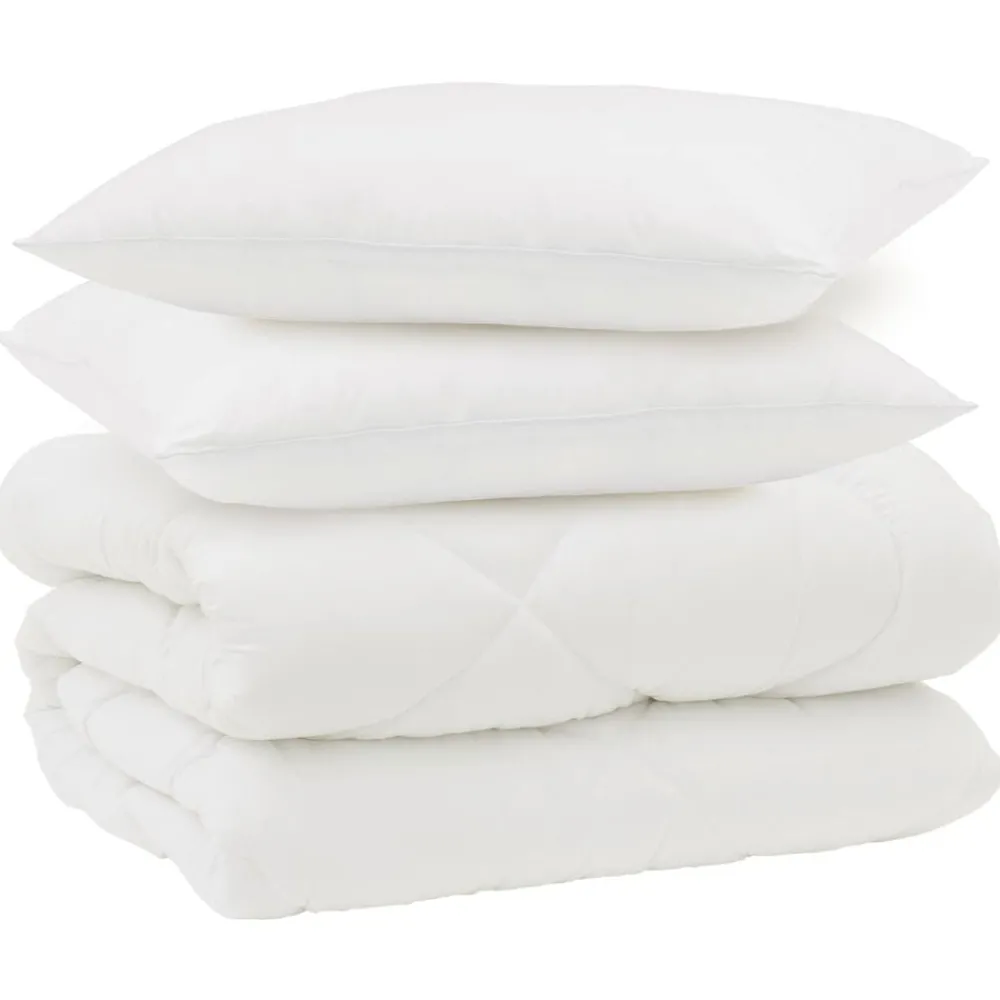 vidaXL Duvet d'hiver avec oreiller 3 pcs Blanc Microfibre