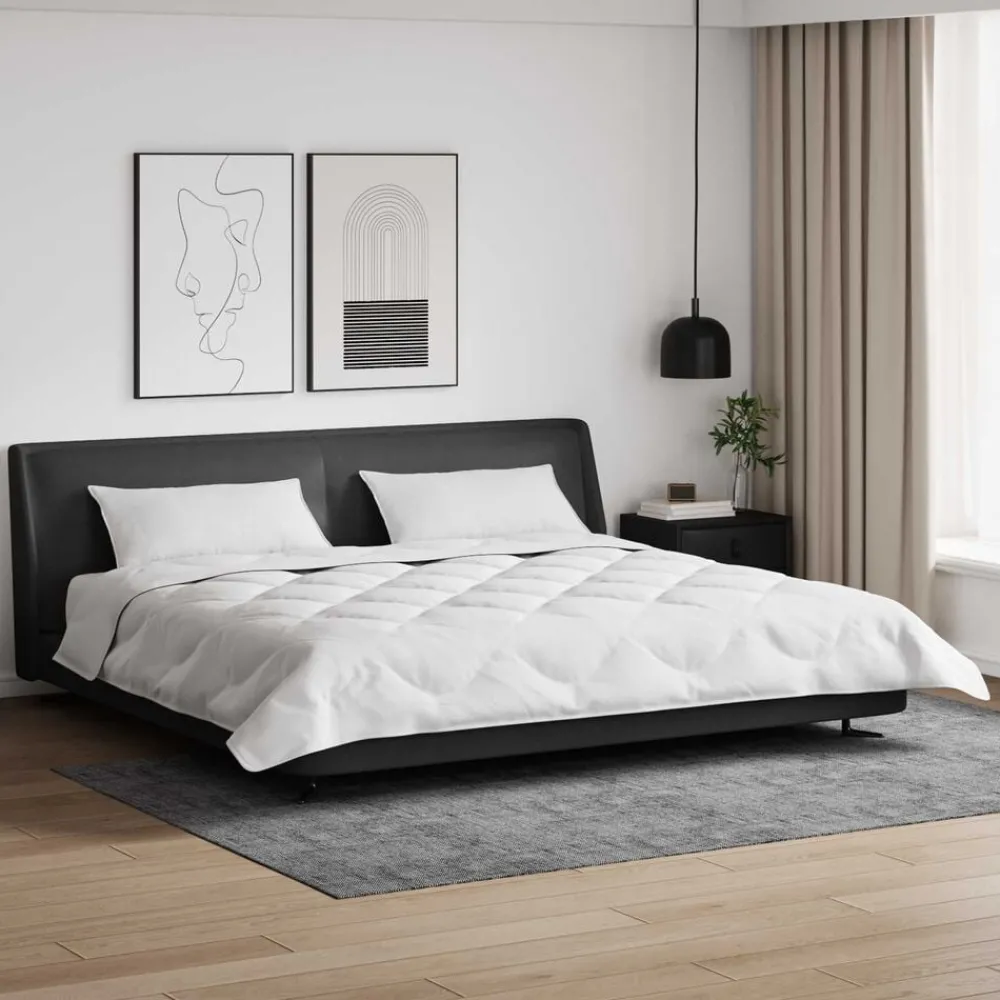 Linge-vidaXL Duvet d'hiver avec oreiller 3 pcs Blanc Microfibre