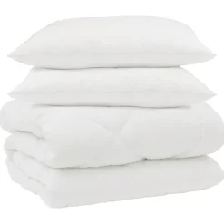 Linge-vidaXL Duvet d'hiver avec oreiller 3 pcs Blanc Microfibre