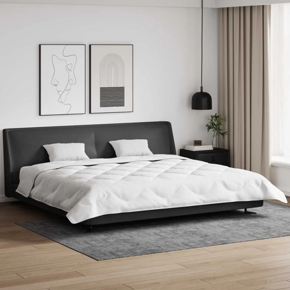Linge-vidaXL Duvet d'hiver avec oreiller 3 pcs Blanc Microfibre