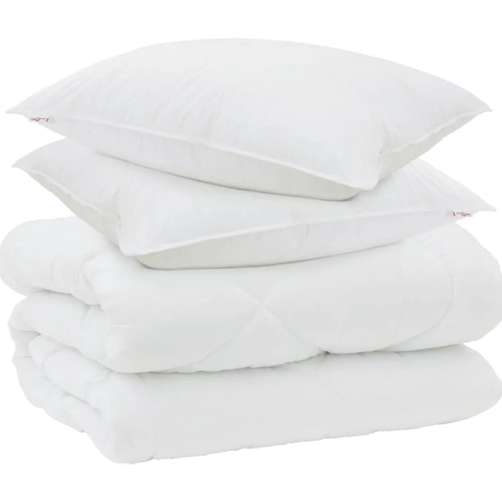 Linge-vidaXL Duvet d'hiver avec oreiller 3 pcs Blanc Microfibre