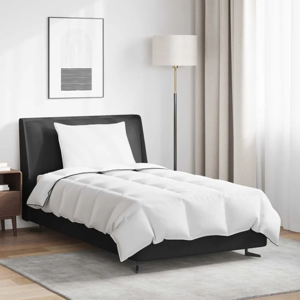 Linge-vidaXL Duvet d'hiver avec oreiller 2 pcs Blanc Plume de canard