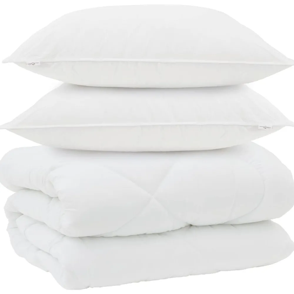 vidaXL Duvet d'hiver avec oreiller 3 pcs Blanc Microfibre