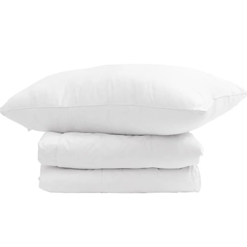 Linge-vidaXL Duvet d'hiver avec oreiller 2 pcs Blanc Plume de canard