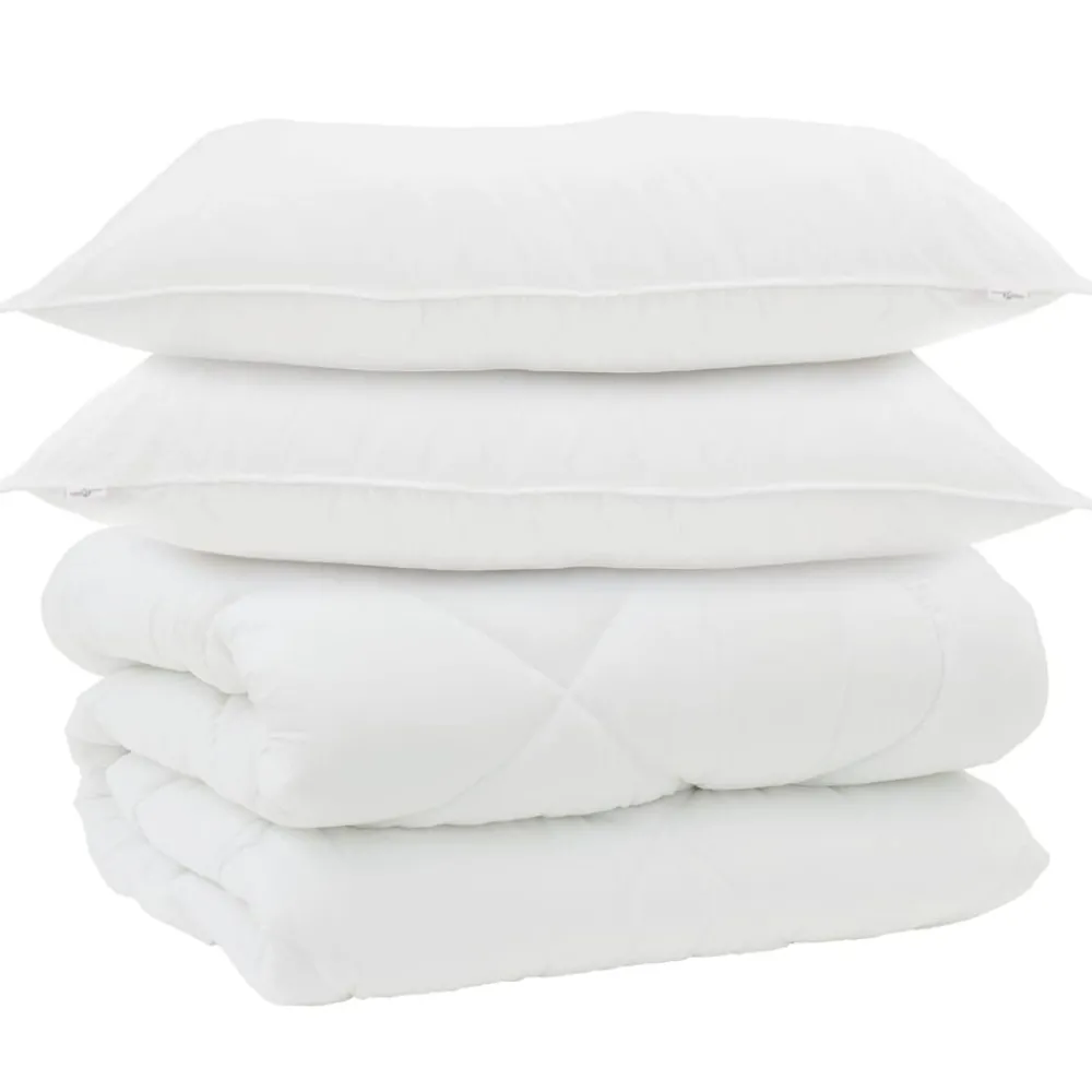 vidaXL Duvet d'hiver avec oreiller 3 pcs Blanc Microfibre