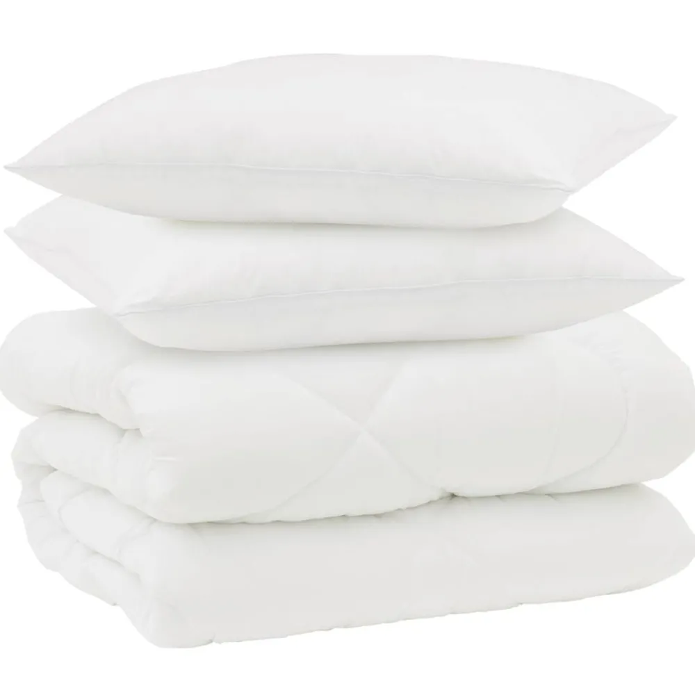 vidaXL Duvet d'hiver avec oreiller 3 pcs Blanc Microfibre