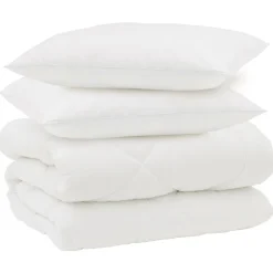 Linge-vidaXL Duvet d'hiver avec oreiller 3 pcs Blanc Microfibre