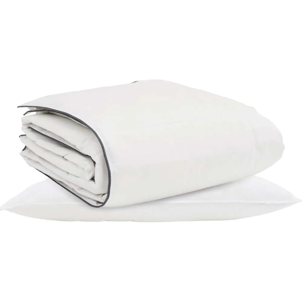 Linge-vidaXL Duvet d'hiver avec oreiller 2 pcs Blanc Plume de canard
