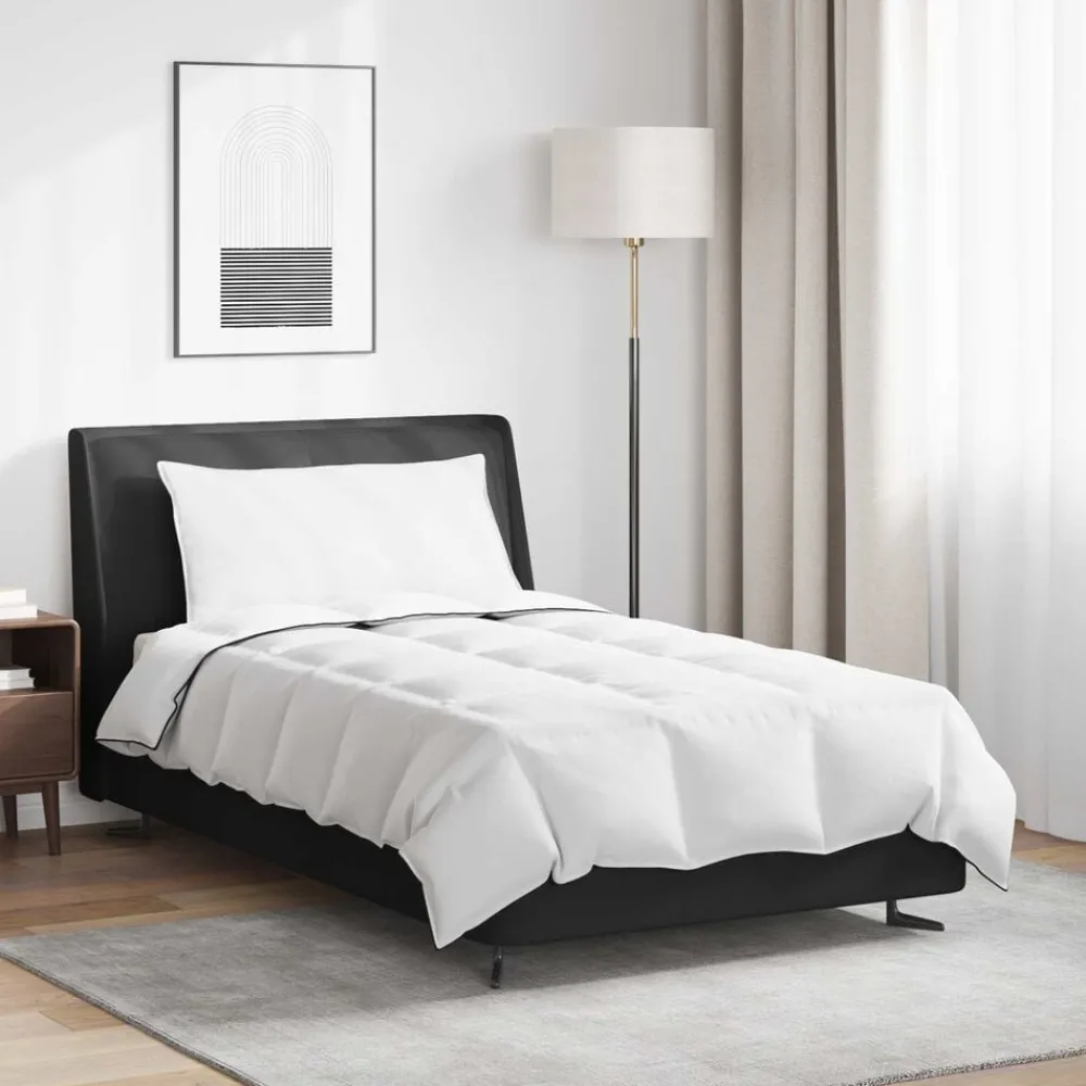 Linge-vidaXL Duvet d'hiver avec oreiller 2 pcs Blanc Plume de canard