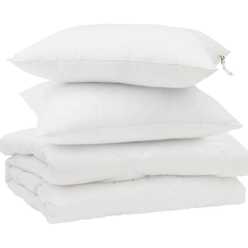 vidaXL Duvet d'été simple avec oreiller 3 pcs Blanc Microfibre