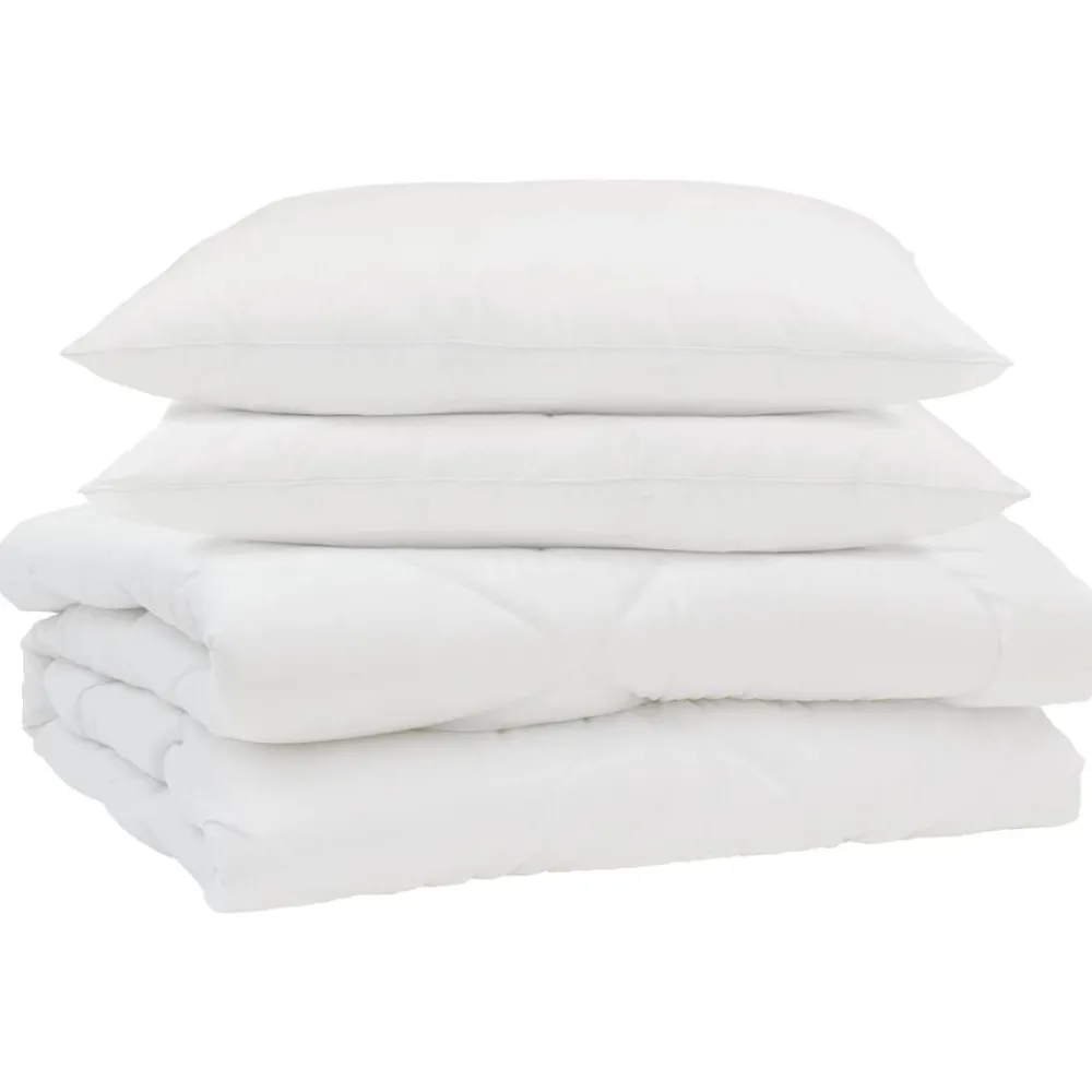 vidaXL Duvet d'été simple avec oreiller 3 pcs Blanc Microfibre