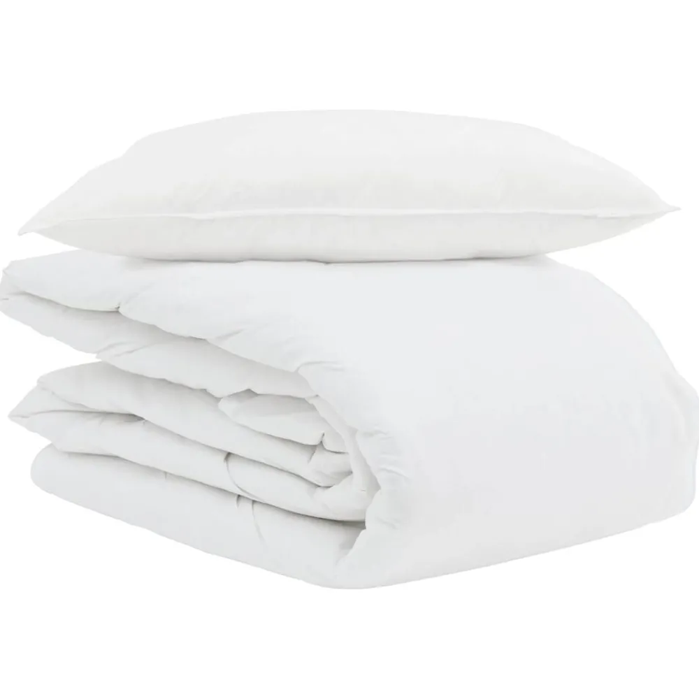 vidaXL Duvet d'été simple avec oreiller 2 pcs Blanc Plume de canard