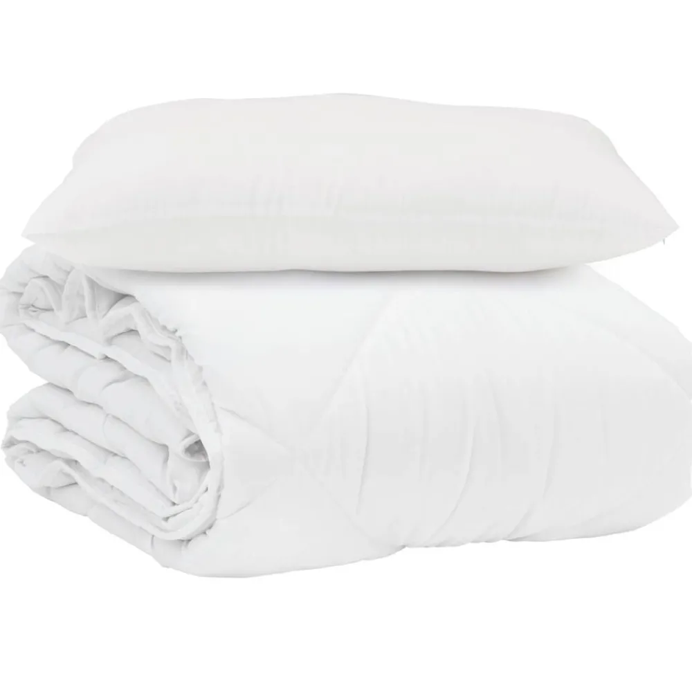 vidaXL Duvet d'été simple avec oreiller 2 pcs Blanc Microfibre