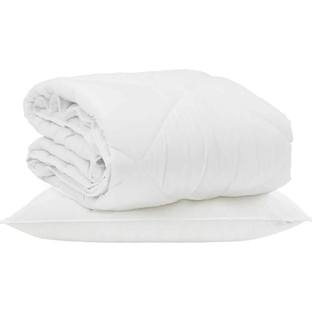 Linge-vidaXL Duvet d'été simple avec oreiller 2 pcs Blanc Microfibre