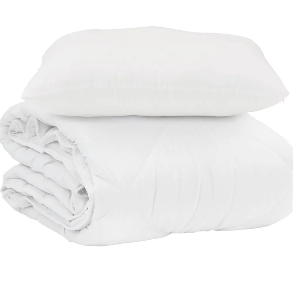 Linge-vidaXL Duvet d'été simple avec oreiller 2 pcs Blanc Microfibre