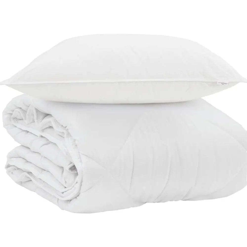 Linge-vidaXL Duvet d'été simple avec oreiller 2 pcs Blanc Microfibre