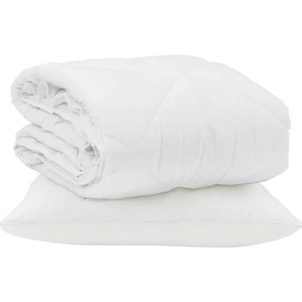 vidaXL Duvet d'été simple avec oreiller 2 pcs Blanc Microfibre