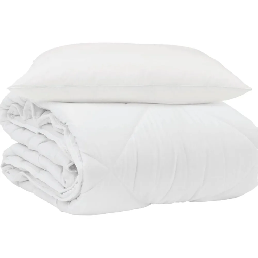 Linge-vidaXL Duvet d'été simple avec oreiller 2 pcs Blanc Microfibre