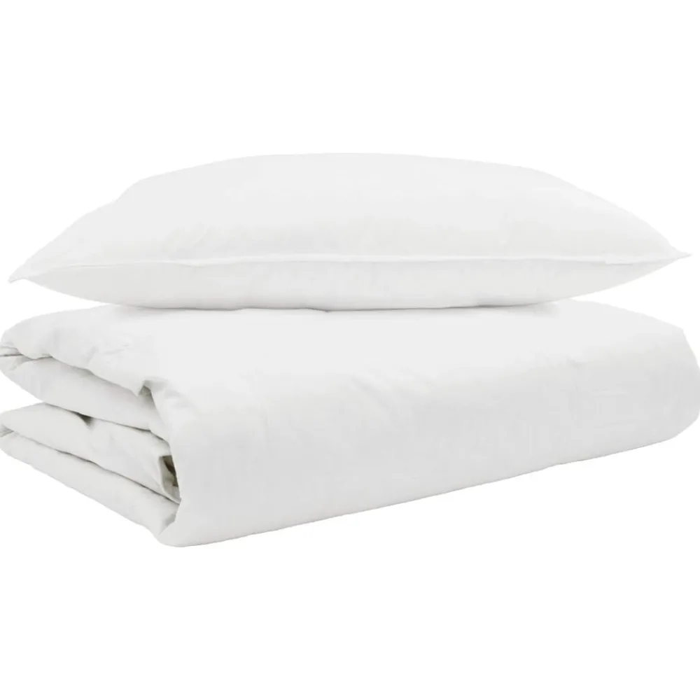 Linge-vidaXL Duvet d'été simple avec oreiller 2 pcs Blanc Plume de canard