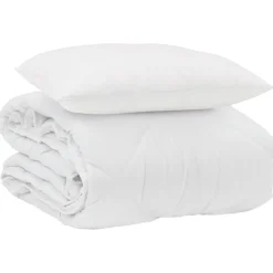 Linge-vidaXL Duvet d'été simple avec oreiller 2 pcs Blanc Microfibre