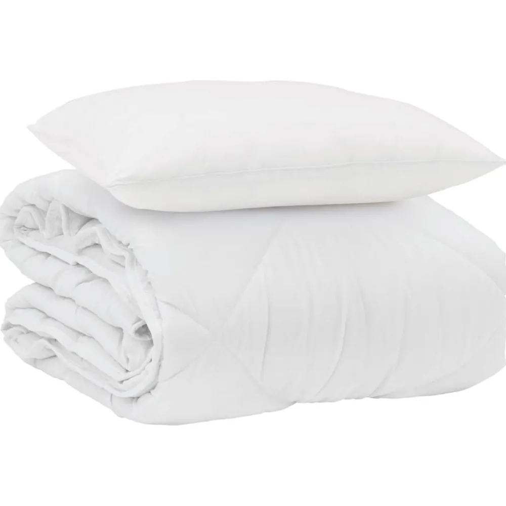 Linge-vidaXL Duvet d'été simple avec oreiller 2 pcs Blanc Microfibre