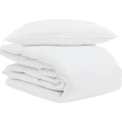 Linge-vidaXL Duvet d'été simple avec oreiller 2 pcs Blanc Plume de canard