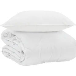 Linge-vidaXL Duvet d'été simple avec oreiller 2 pcs Blanc Microfibre