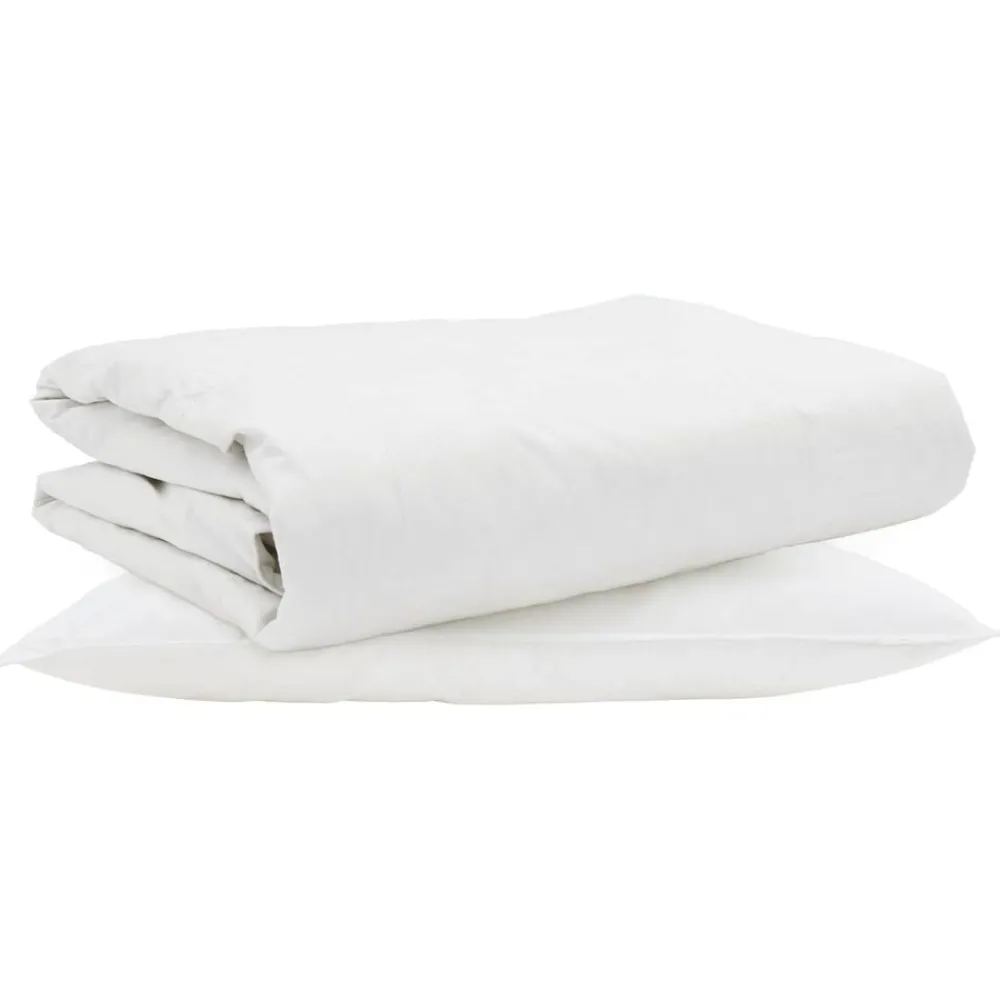 Linge-vidaXL Duvet d'été simple avec oreiller 2 pcs Blanc Plume de canard