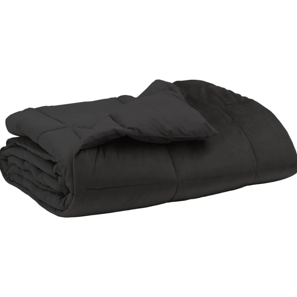 Linge-vidaXL Duvet d'été simple Matelassé 135 x 200 cm Microfibre Anthracite