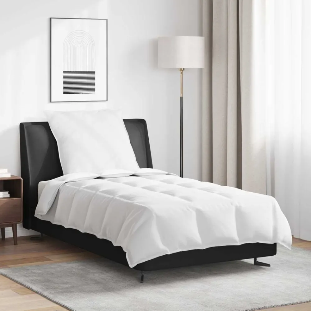 Linge-vidaXL Duvet 2-en-1 avec oreiller 2 pcs Blanc Plume de canard