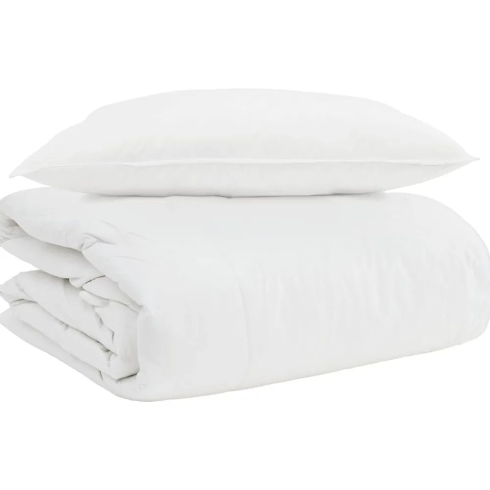 vidaXL Duvet 2-en-1 avec oreiller 2 pcs Blanc Plume de canard