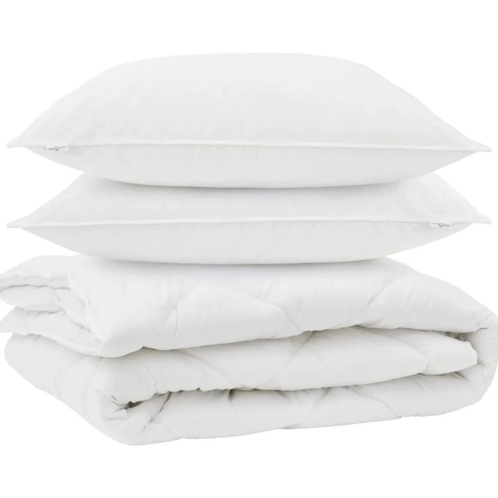 vidaXL Duvet toutes saisons avec oreiller 3 pcs Blanc Microfibre