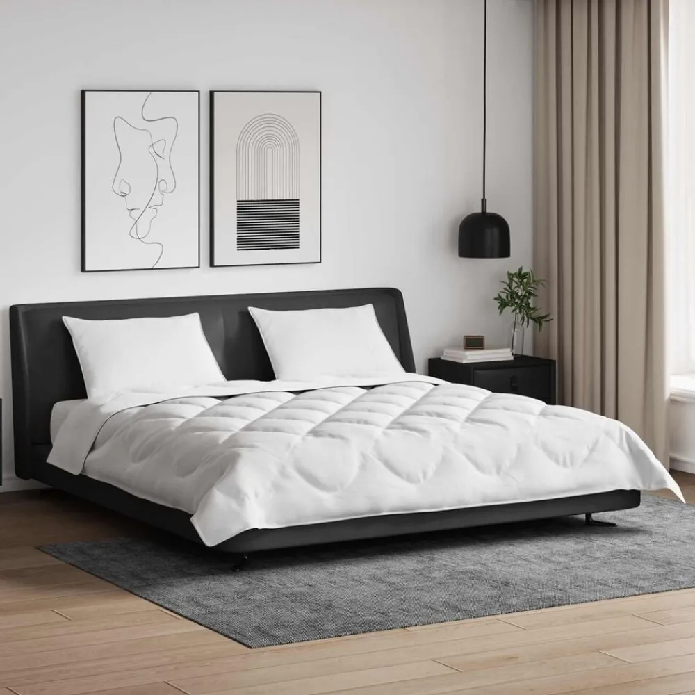 vidaXL Duvet toutes saisons avec oreiller 3 pcs Blanc Microfibre