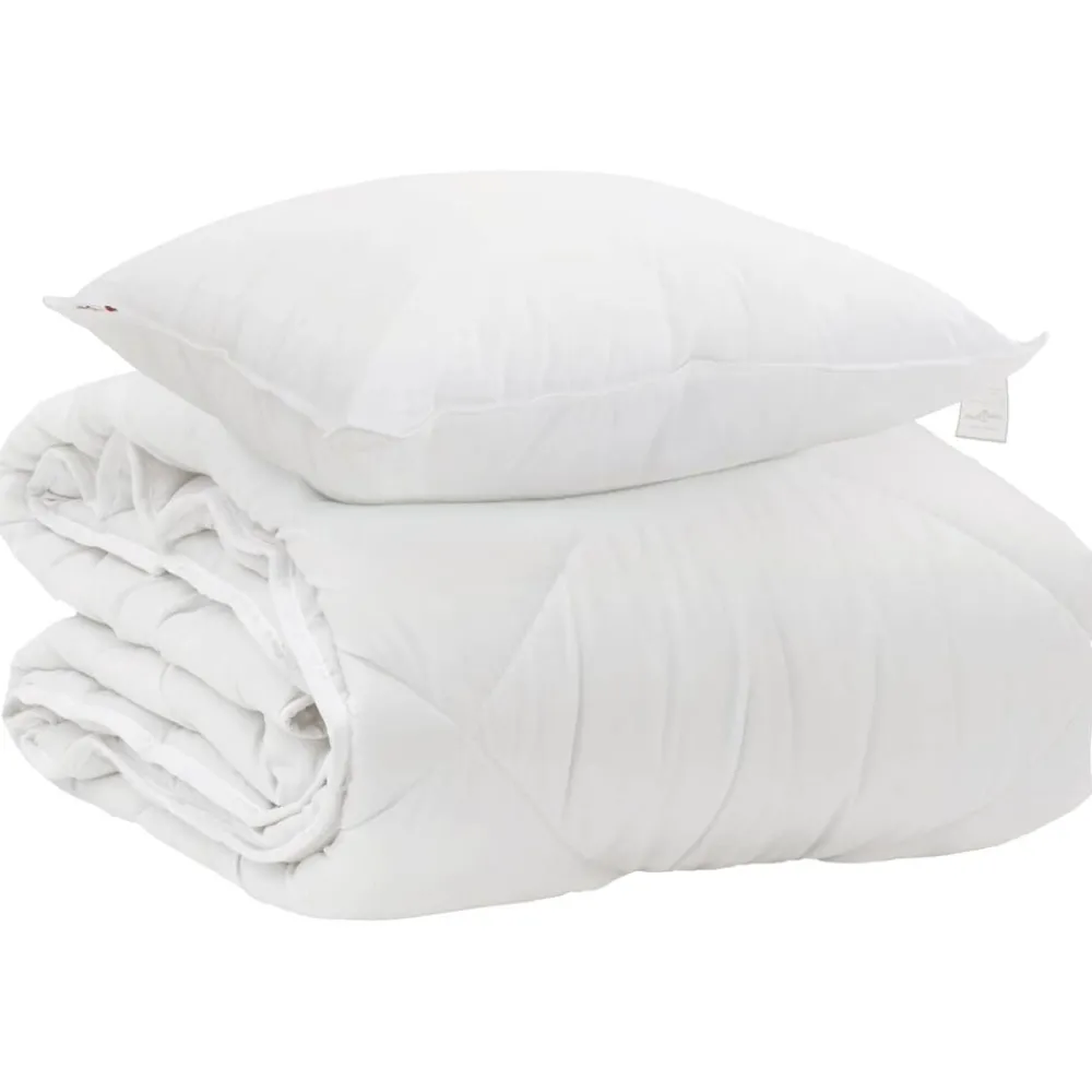 Linge-vidaXL Duvet toutes saisons avec oreiller 2 pcs Blanc Microfibre