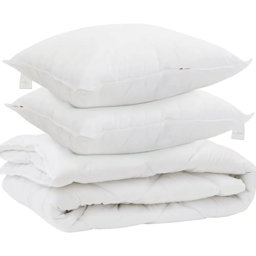 Linge-vidaXL Duvet toutes saisons avec oreiller 3 pcs Blanc Microfibre