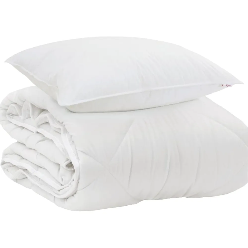 vidaXL Duvet toutes saisons avec oreiller 2 pcs Blanc Microfibre