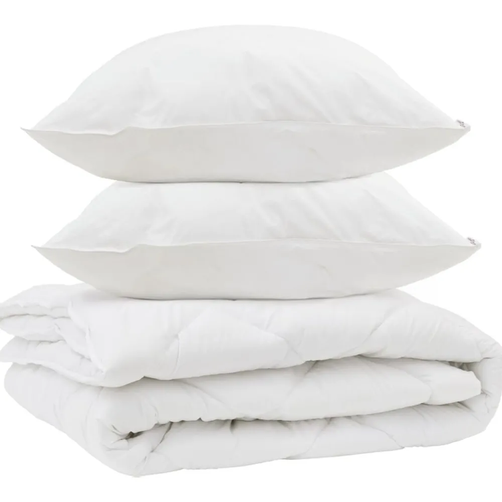 vidaXL Duvet toutes saisons avec oreiller 3 pcs Blanc Microfibre