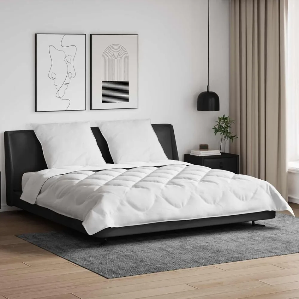 vidaXL Duvet toutes saisons avec oreiller 3 pcs Blanc Microfibre