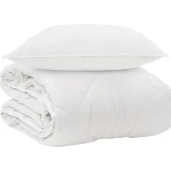 Linge-vidaXL Duvet toutes saisons avec oreiller 2 pcs Blanc Microfibre