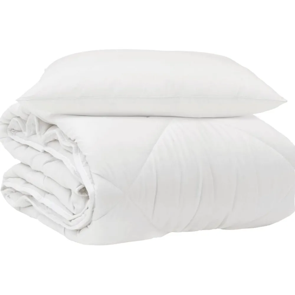 vidaXL Duvet toutes saisons avec oreiller 2 pcs Blanc Microfibre