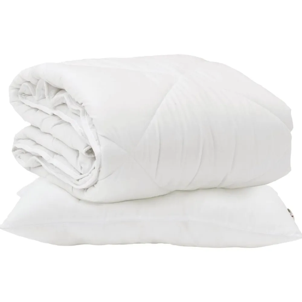 Linge-vidaXL Duvet toutes saisons avec oreiller 2 pcs Blanc Microfibre