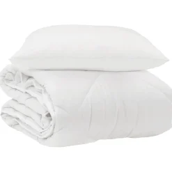 vidaXL Duvet toutes saisons avec oreiller 2 pcs Blanc Microfibre