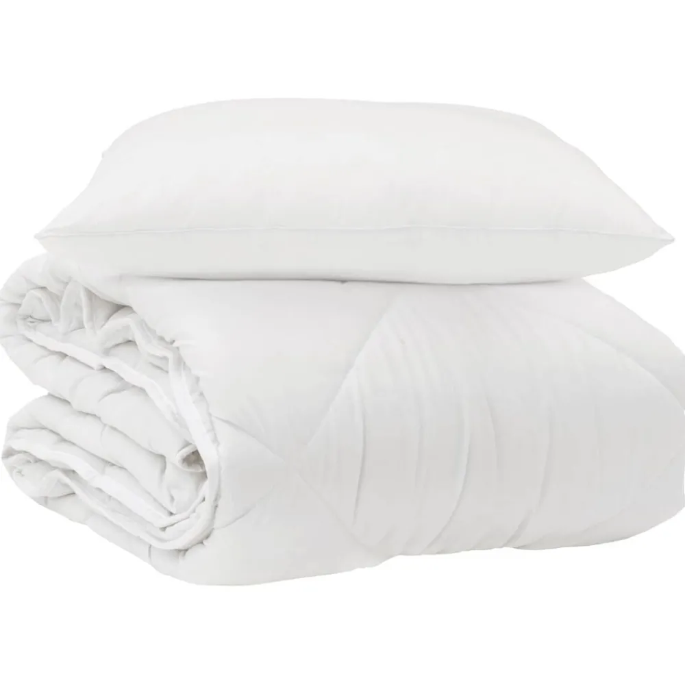 vidaXL Duvet toutes saisons avec oreiller 2 pcs Blanc Microfibre
