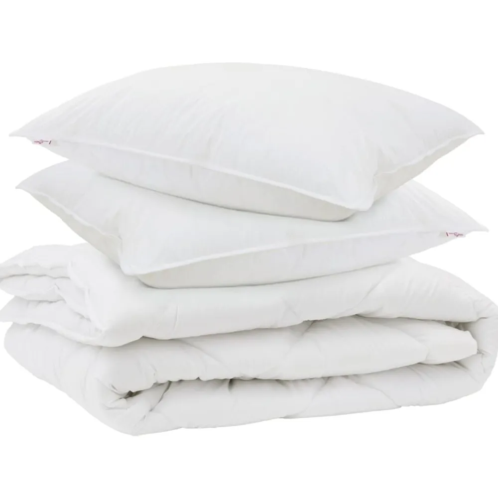 vidaXL Duvet toutes saisons avec oreiller 3 pcs Blanc Microfibre