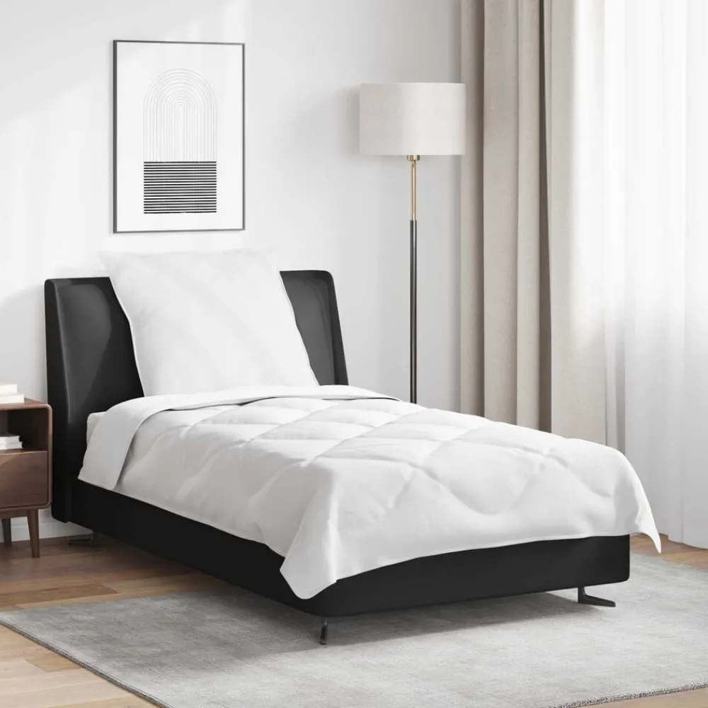 Linge-vidaXL Duvet toutes saisons avec oreiller 2 pcs Blanc Microfibre
