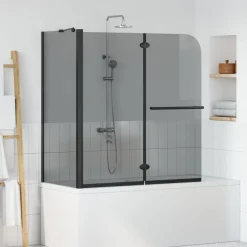 Plomberie-vidaXL Enceinte de Douche Pliable en Deux Transparent Foncé