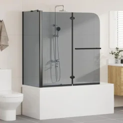 Plomberie-vidaXL Enceinte de Douche Pliable en Deux Transparent Foncé
