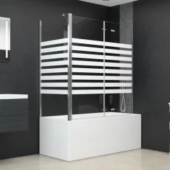 vidaXL Enclos de bain 120x68x130 cm verre trempé rayures