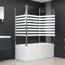 vidaXL Enclos de bain 120x68x130 cm verre trempé rayures
